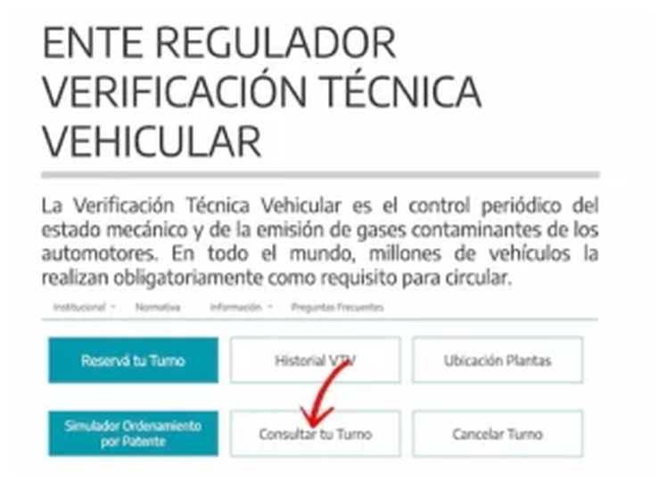Paso 1 para consultar o cambiar el turno de la VTV en Malvinas Argentinas